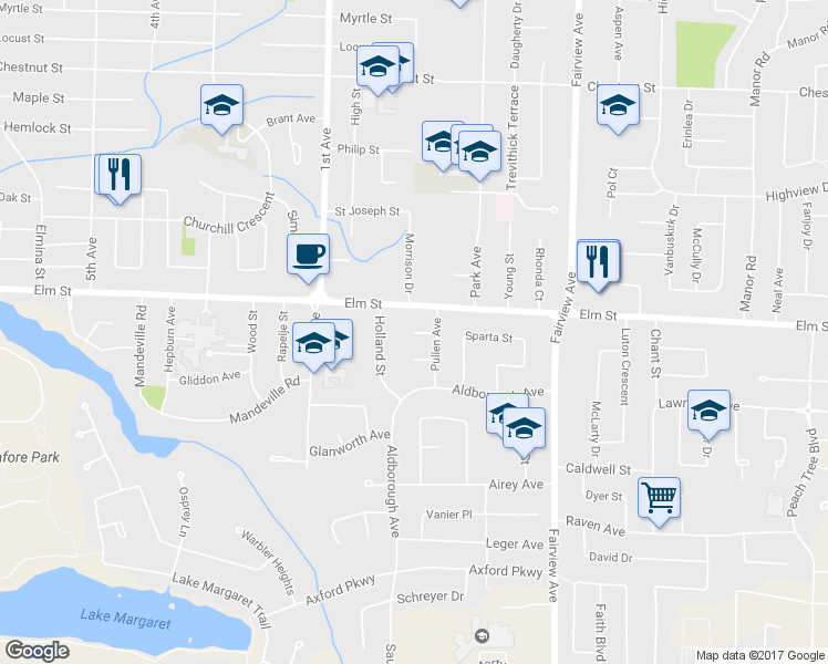 map of restaurants, bars, coffee shops, grocery stores, and more near 8 Francis Street North in St. Thomas