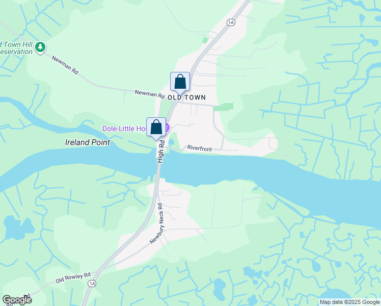 map of restaurants, bars, coffee shops, grocery stores, and more near 6 Riverfront in Newbury