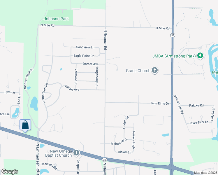 map of restaurants, bars, coffee shops, grocery stores, and more near 3521 North Newman Road in Racine