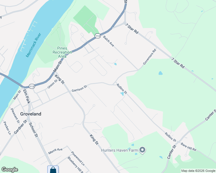 map of restaurants, bars, coffee shops, grocery stores, and more near 43 Garrison Street in Groveland