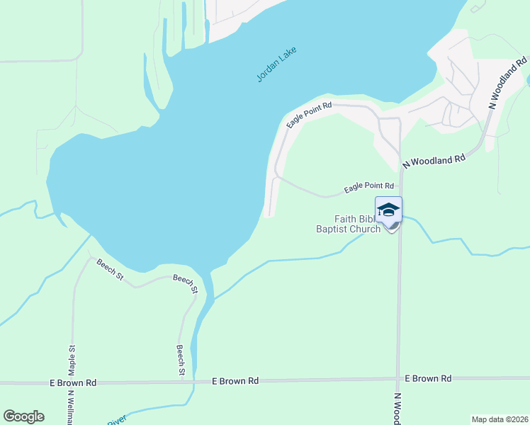 map of restaurants, bars, coffee shops, grocery stores, and more near 667 Eagle Point Road in Lake Odessa