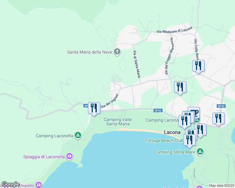 map of restaurants, bars, coffee shops, grocery stores, and more near 977 Via dei Vigneti in Lacona