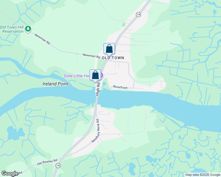 map of restaurants, bars, coffee shops, grocery stores, and more near 6 Riverfront in Newbury