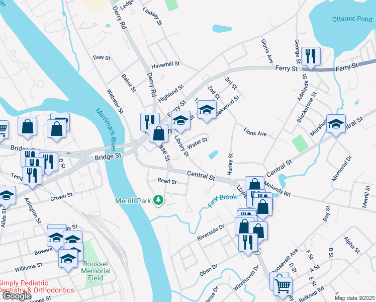 map of restaurants, bars, coffee shops, grocery stores, and more near 28 Library Street in Hudson