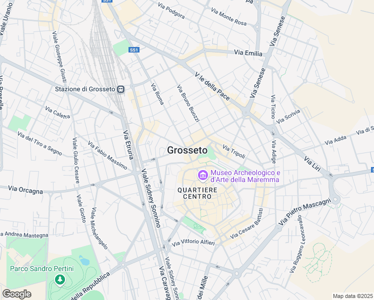 map of restaurants, bars, coffee shops, grocery stores, and more near in Grosseto