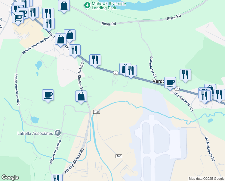 map of restaurants, bars, coffee shops, grocery stores, and more near 2170 Residence Inn Drive in Latham