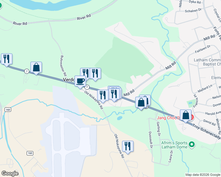 map of restaurants, bars, coffee shops, grocery stores, and more near in Albany County