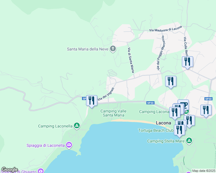 map of restaurants, bars, coffee shops, grocery stores, and more near 977 Via dei Vigneti in Lacona