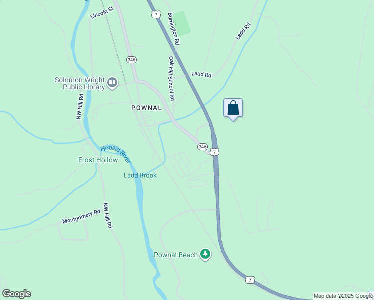 map of restaurants, bars, coffee shops, grocery stores, and more near 21 Little Brook Lane in Pownal