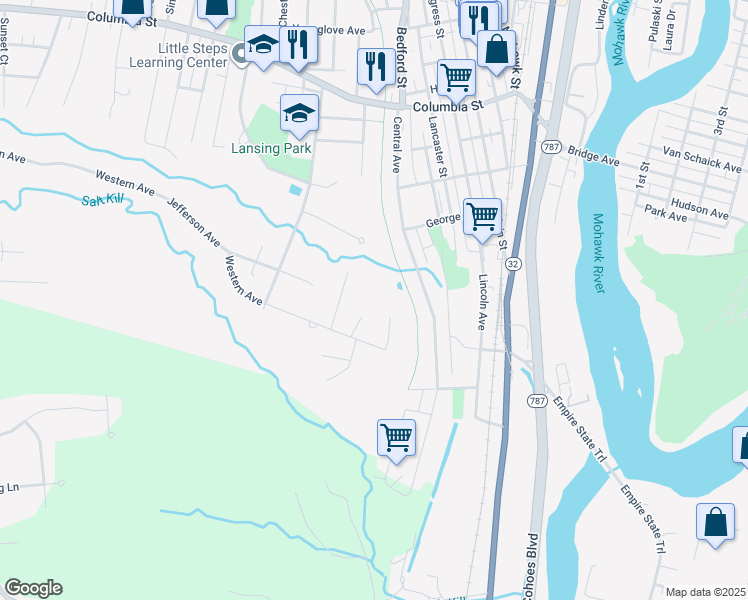 map of restaurants, bars, coffee shops, grocery stores, and more near 1 Grandview Terrace in Cohoes