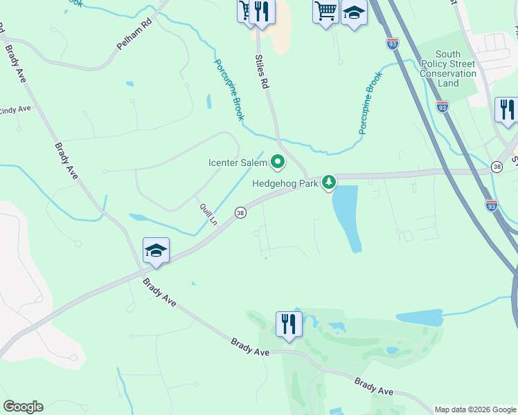 map of restaurants, bars, coffee shops, grocery stores, and more near 89 Lowell Road in Salem