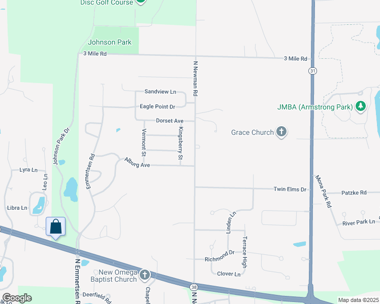 map of restaurants, bars, coffee shops, grocery stores, and more near 3521 North Newman Road in Racine