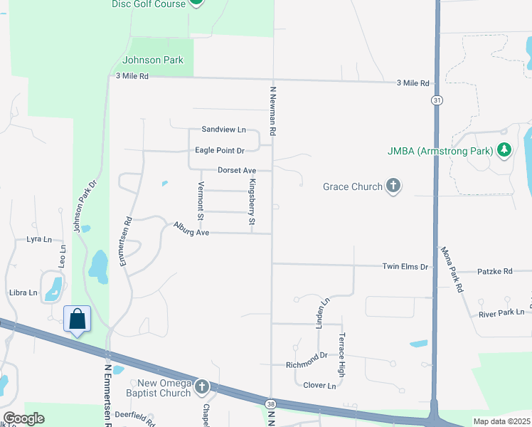map of restaurants, bars, coffee shops, grocery stores, and more near 3521 North Newman Road in Racine