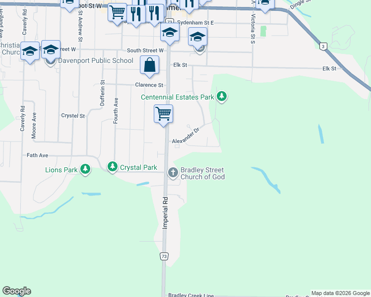 map of restaurants, bars, coffee shops, grocery stores, and more near 10 Rebecca Drive in Aylmer