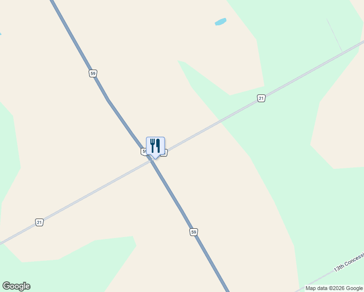 map of restaurants, bars, coffee shops, grocery stores, and more near 990 Norfolk County Road 21 in Courtland