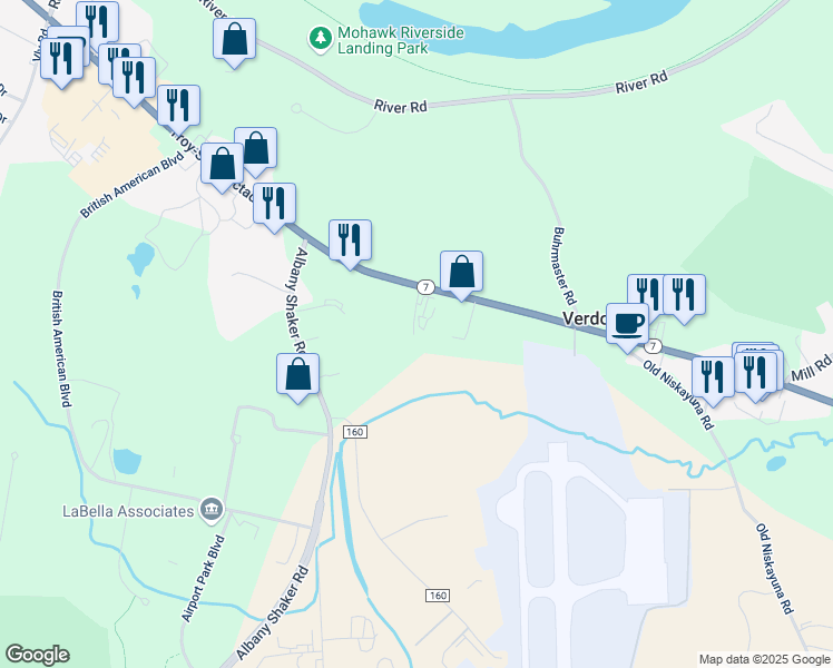 map of restaurants, bars, coffee shops, grocery stores, and more near 2170 Residence Inn Drive in Latham