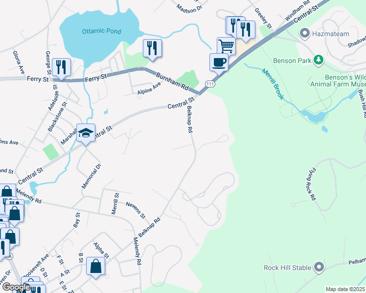 map of restaurants, bars, coffee shops, grocery stores, and more near 4 Gordon Street in Hudson