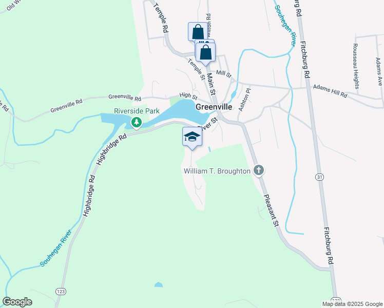 map of restaurants, bars, coffee shops, grocery stores, and more near 16 Adams Street in Greenville