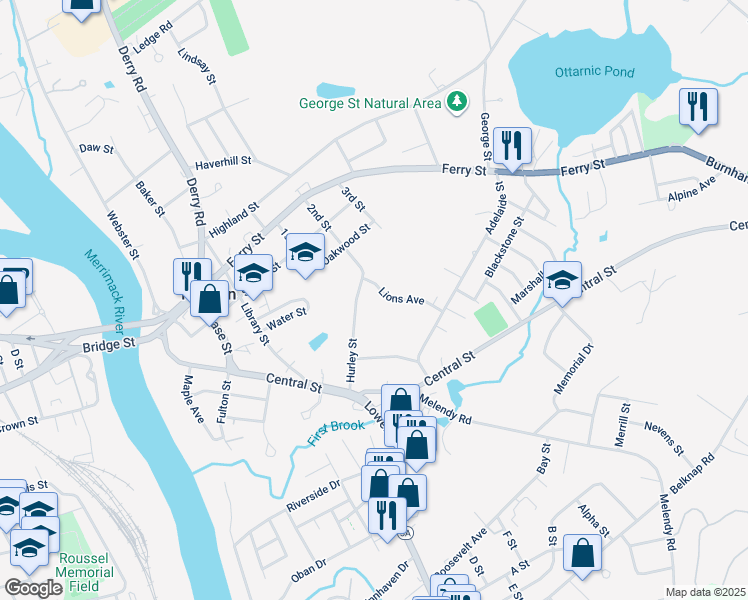 map of restaurants, bars, coffee shops, grocery stores, and more near 2 Lions Avenue in Hudson
