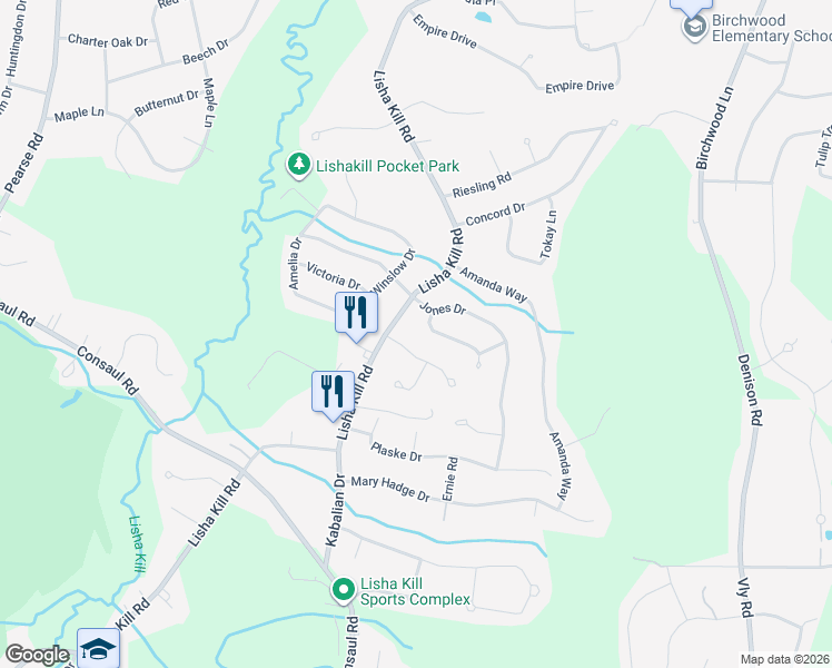 map of restaurants, bars, coffee shops, grocery stores, and more near 231 Lisha Kill Road in Schenectady