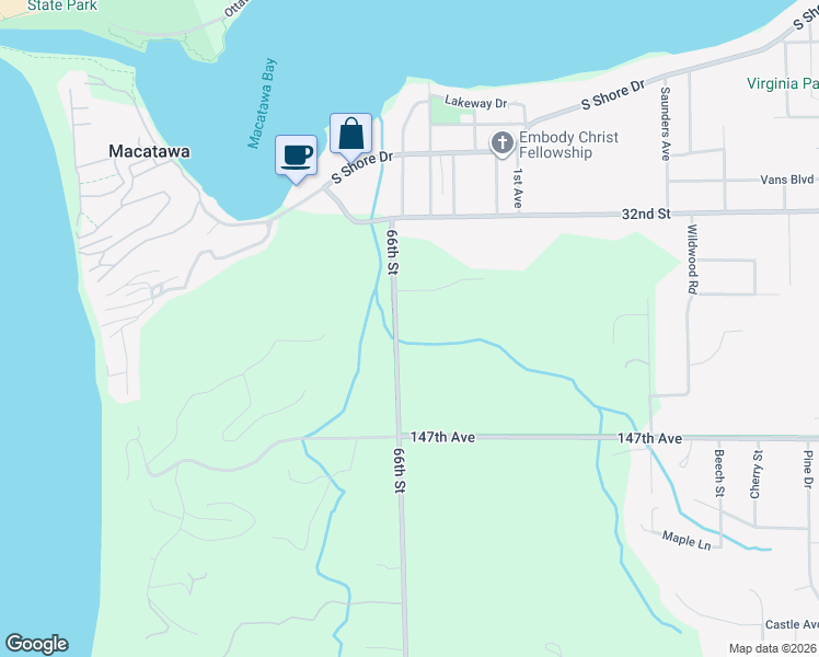map of restaurants, bars, coffee shops, grocery stores, and more near 4749 66th Street in Holland