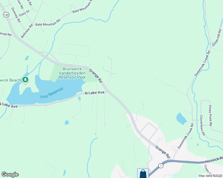 map of restaurants, bars, coffee shops, grocery stores, and more near 130 Grange Road in Troy