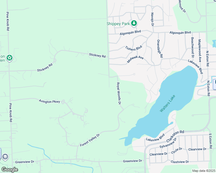map of restaurants, bars, coffee shops, grocery stores, and more near 8685 Michigamme Road in Clarkston