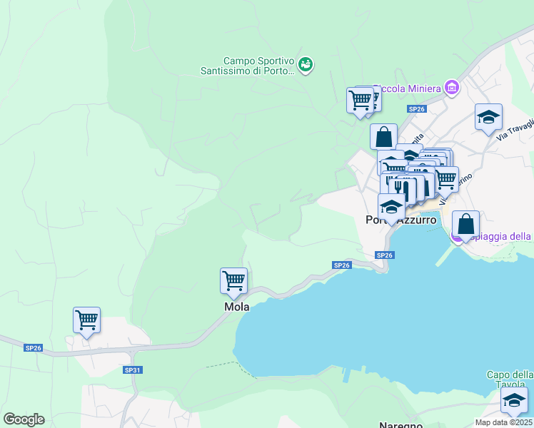 map of restaurants, bars, coffee shops, grocery stores, and more near 20 Via di Pontecchio in Provincia di Livorno