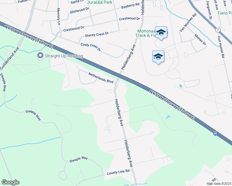 map of restaurants, bars, coffee shops, grocery stores, and more near 2184 Helderberg Avenue in Schenectady