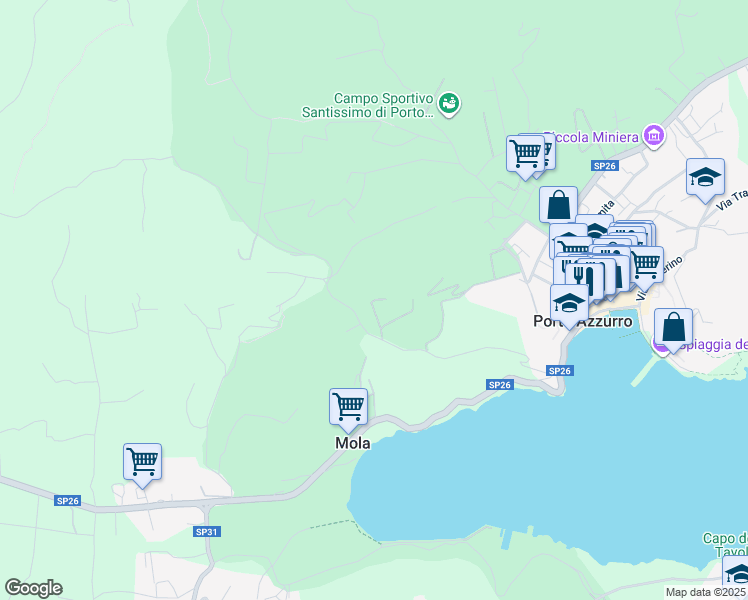 map of restaurants, bars, coffee shops, grocery stores, and more near 20 Via di Pontecchio in Provincia di Livorno