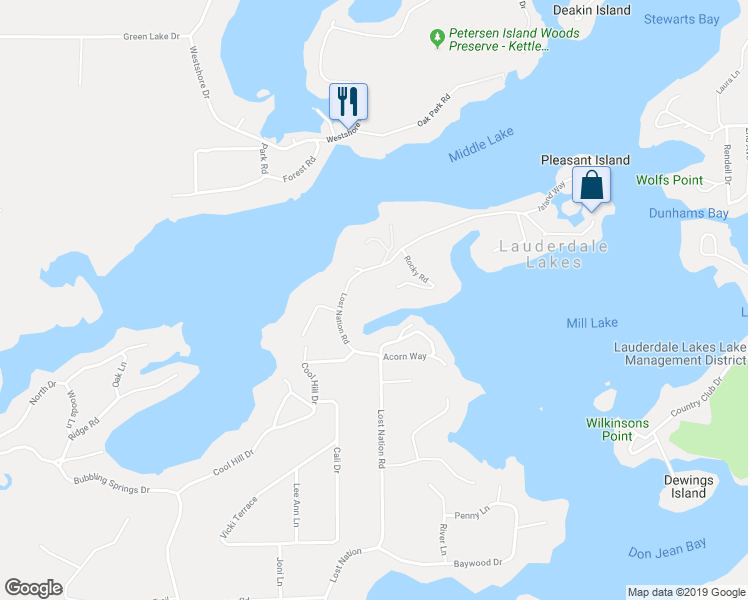 map of restaurants, bars, coffee shops, grocery stores, and more near W5511 Lost Nation Road in Elkhorn