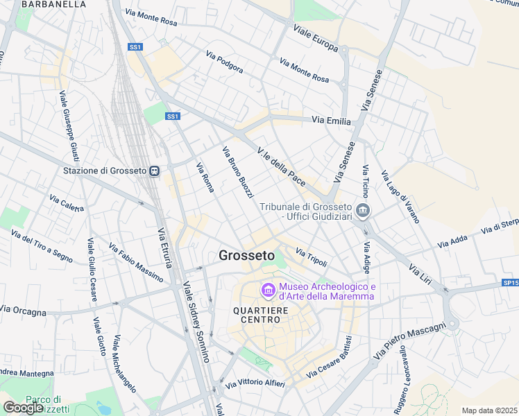 map of restaurants, bars, coffee shops, grocery stores, and more near 3-17 Via Guglielmo Oberdan in Grosseto