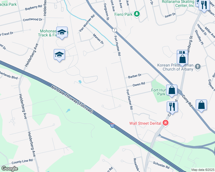 map of restaurants, bars, coffee shops, grocery stores, and more near 1011 Anthony Drive in Schenectady