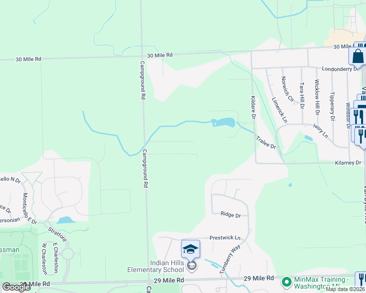 map of restaurants, bars, coffee shops, grocery stores, and more near 64170 Campground Road in Washington