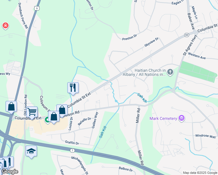 map of restaurants, bars, coffee shops, grocery stores, and more near in Albany County