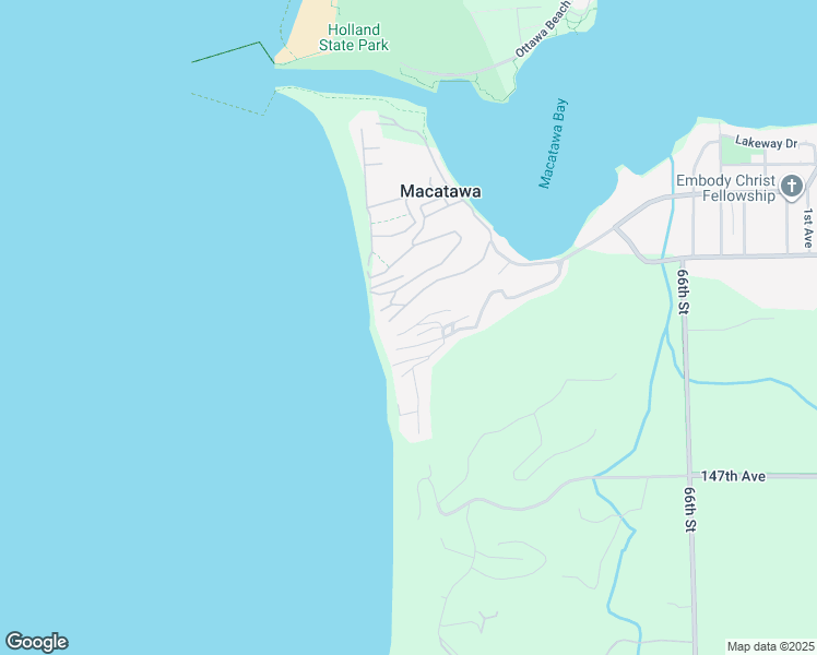 map of restaurants, bars, coffee shops, grocery stores, and more near 2224 Crescent Walk in Macatawa