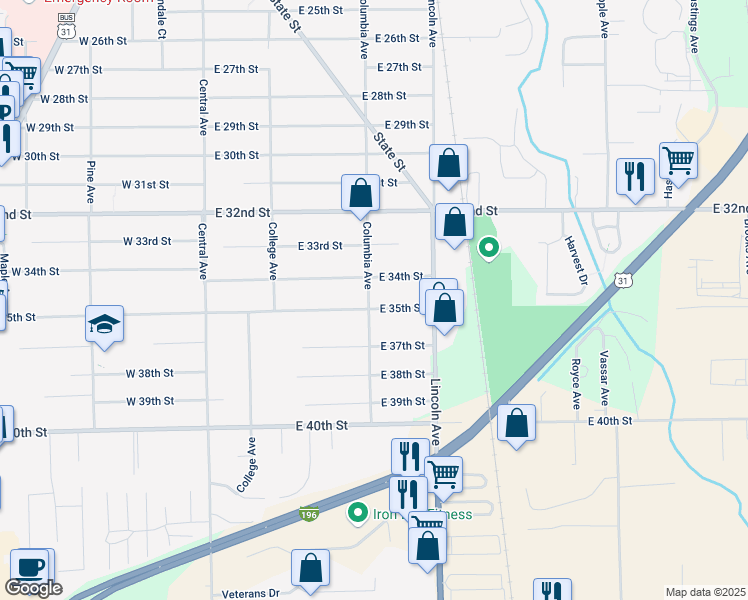 map of restaurants, bars, coffee shops, grocery stores, and more near 159 East 34th Street in Holland