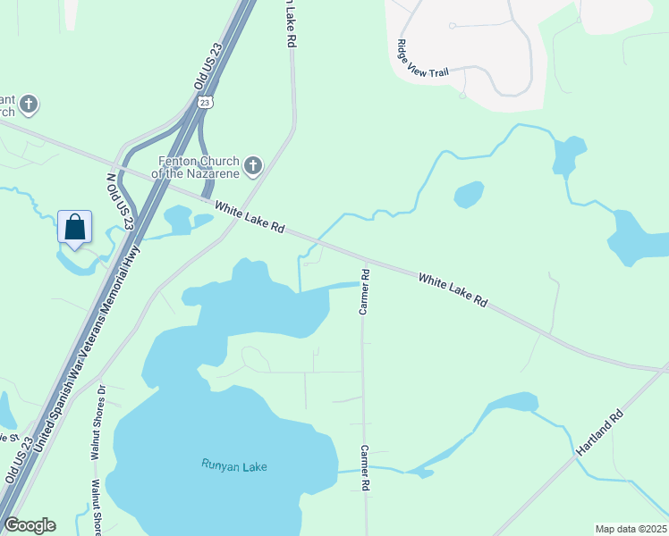 map of restaurants, bars, coffee shops, grocery stores, and more near 11047 White Lake Road in Fenton
