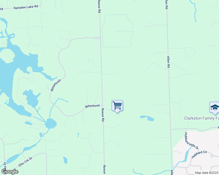 map of restaurants, bars, coffee shops, grocery stores, and more near 7433 Deerview Court in Clarkston