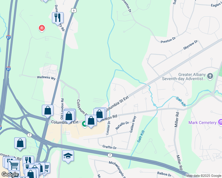 map of restaurants, bars, coffee shops, grocery stores, and more near 14 Delta Boulevard in Cohoes