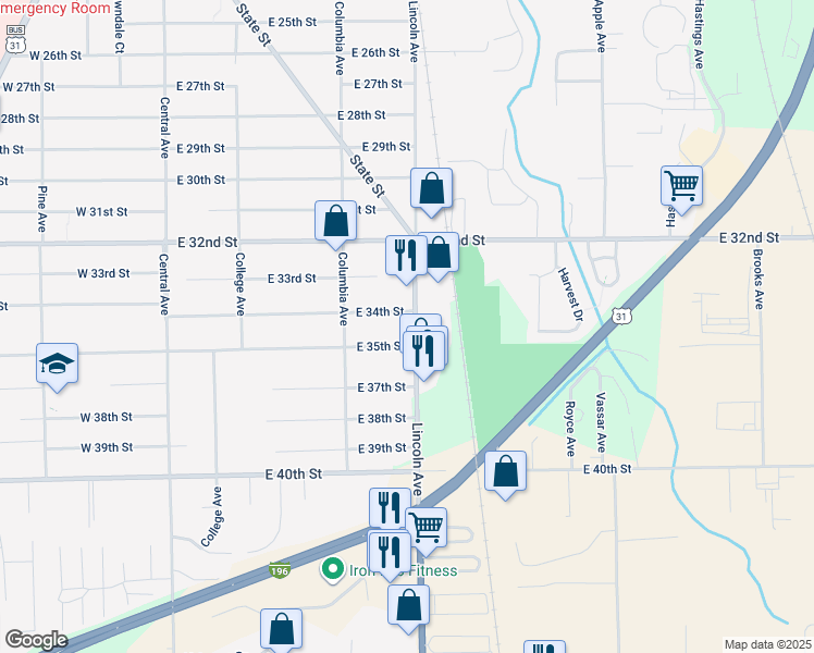 map of restaurants, bars, coffee shops, grocery stores, and more near 829 Lincoln Avenue in Holland