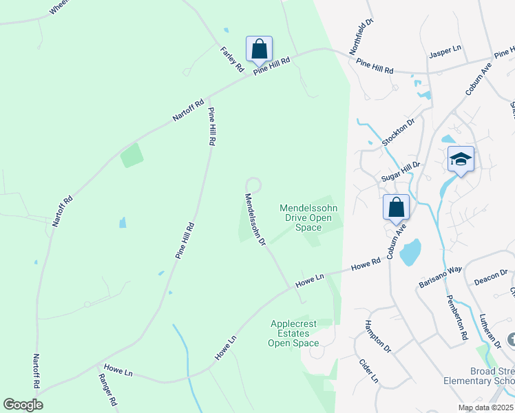 map of restaurants, bars, coffee shops, grocery stores, and more near 19 Mendelssohn Drive in Hollis