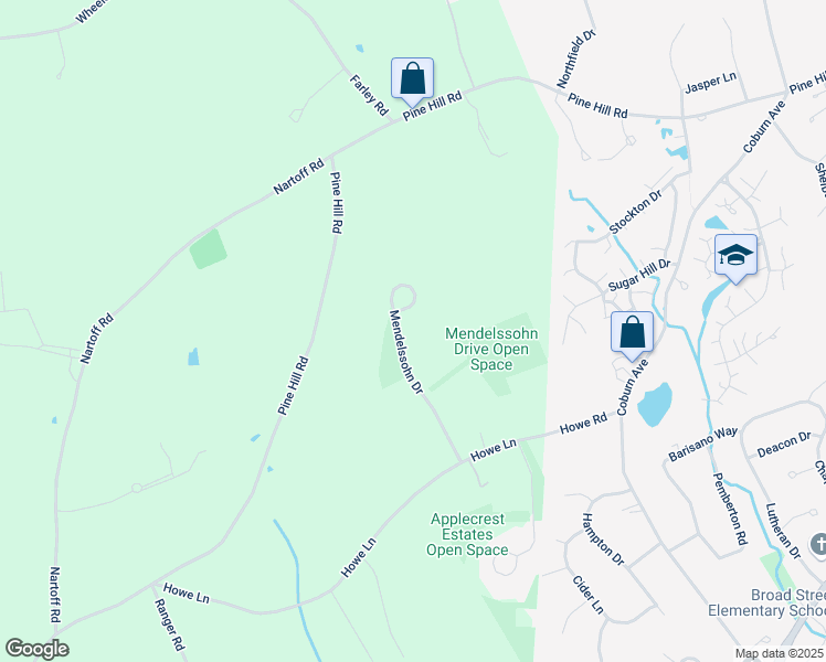 map of restaurants, bars, coffee shops, grocery stores, and more near 19 Mendelssohn Drive in Hollis