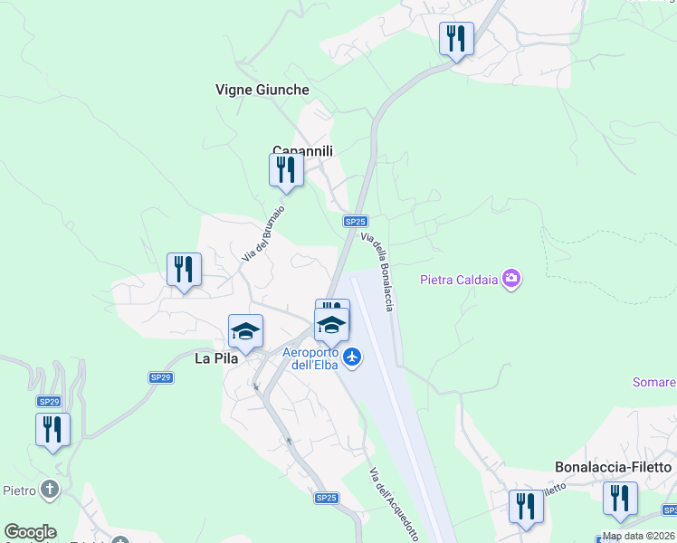 map of restaurants, bars, coffee shops, grocery stores, and more near 3 Localita' Santa Lucia in Provincia di Livorno