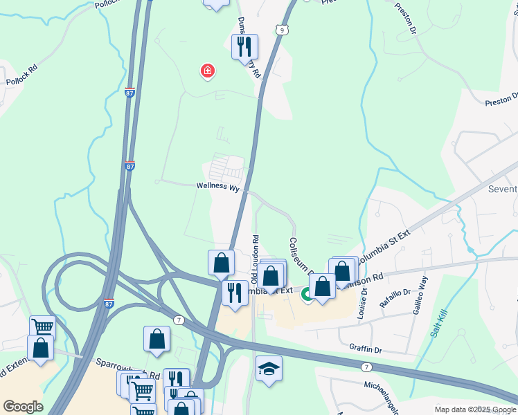 map of restaurants, bars, coffee shops, grocery stores, and more near 544 Old Loudon Road in Cohoes