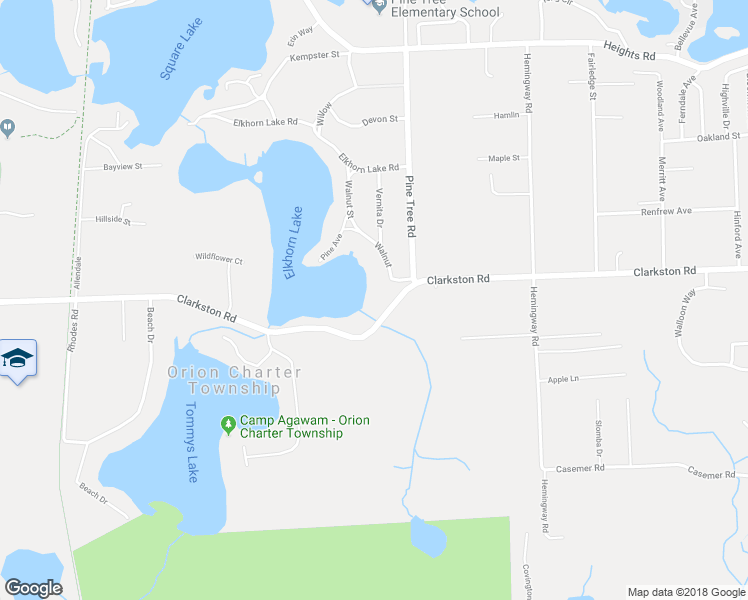 map of restaurants, bars, coffee shops, grocery stores, and more near 1031 Elm in Orion charter Township