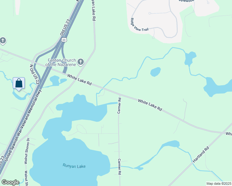 map of restaurants, bars, coffee shops, grocery stores, and more near 11047 White Lake Road in Fenton