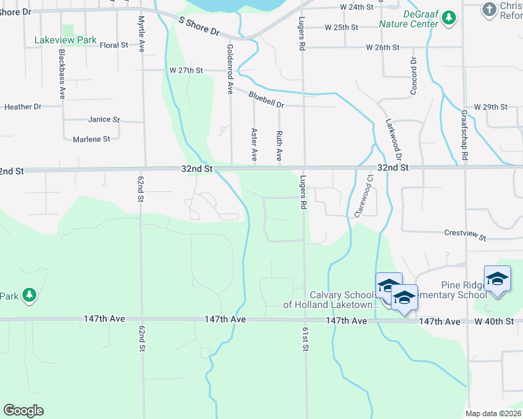 map of restaurants, bars, coffee shops, grocery stores, and more near 824 Creek Ridge Drive in Holland