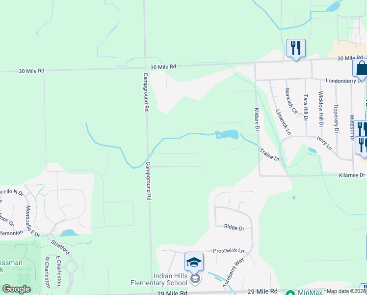 map of restaurants, bars, coffee shops, grocery stores, and more near 64170 Campground Road in Washington