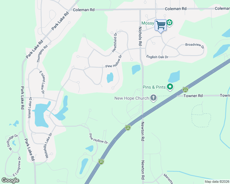 map of restaurants, bars, coffee shops, grocery stores, and more near 6384 Ridgepond Place in East Lansing